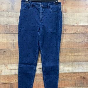 Dark Wash Polka Dot High Waist Ankle Jeggings By Talbot's Size 12 (Inseam 29.5")